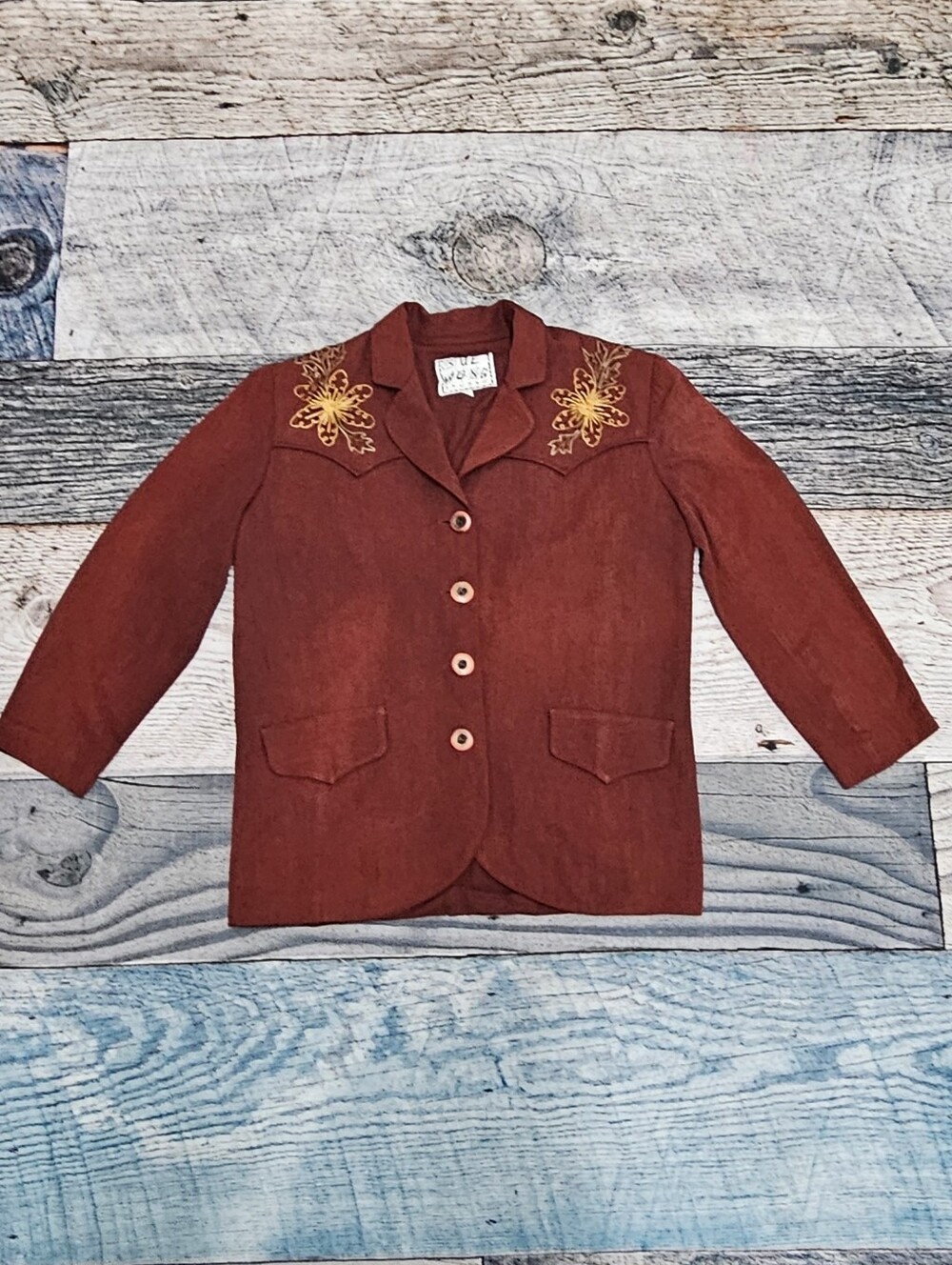 Vintage Sue Wong Embroidered Western Blazer Jacket Women's Size Small 80's 90's